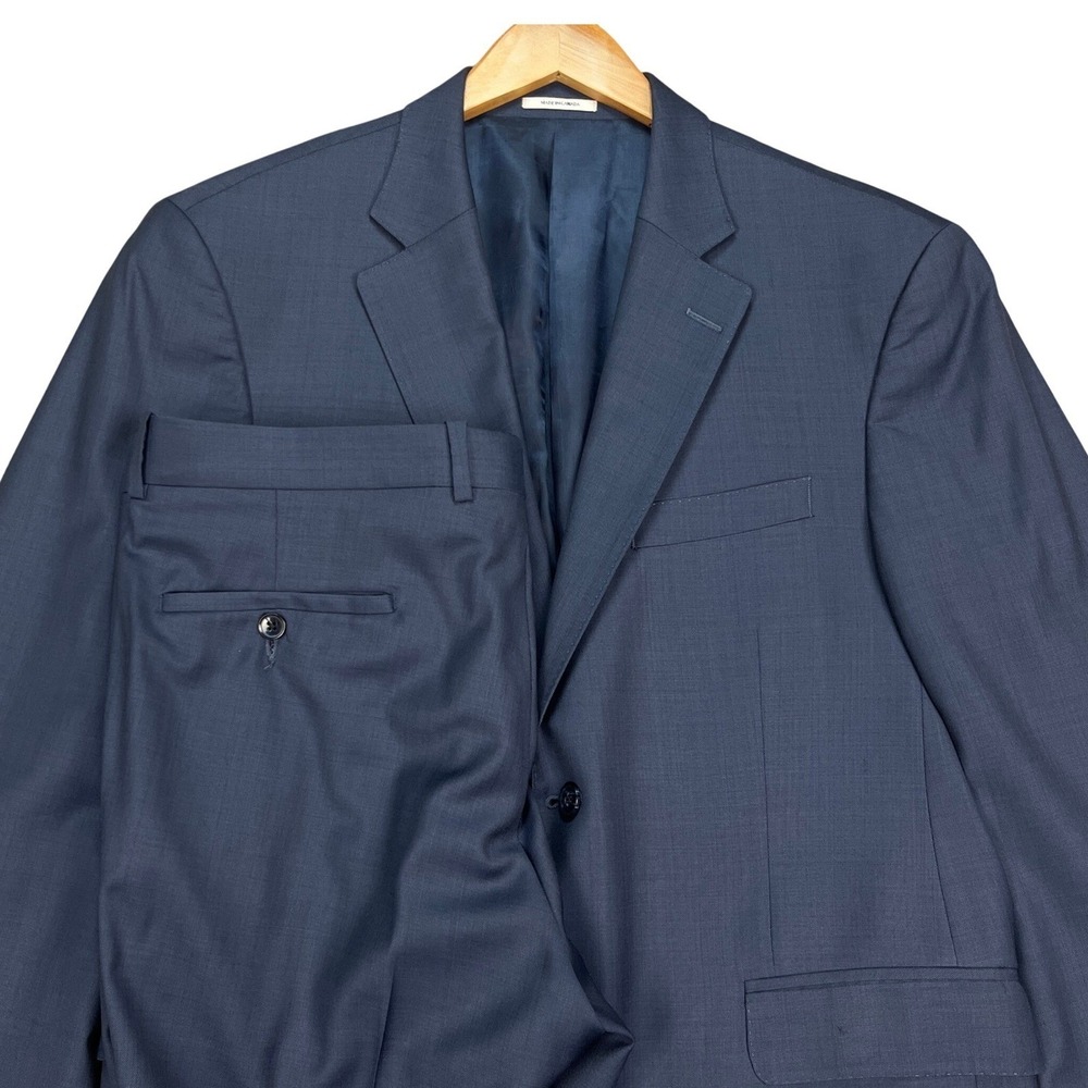 Peter Millar Crown Crafted Men's Suit 42S Pants 36x27 Navy Blue 100% Wool 2 pc